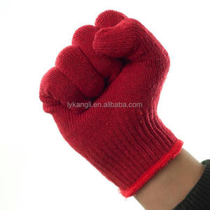 Guantes de trabajo de seguridad tejidos a mano de tela de algodón rojo - Product Image 1