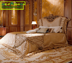 Pháp phong cách Châu Âu cổ đồ nội thất buôn gỗ mới nhất king size nút lớn chần sợi vòng upholsteded giường da - Product Image 2