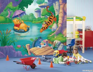 Papel pintado en 3D para habitación de niños y niñas, Mural con temática de animación bonita y bonita