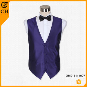 New Latest Design Cheap Purple <strong>Mens</strong> Waiter Work Polyester <strong>Waistcoats</strong> <strong>Uk</strong> - Product Image 3