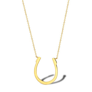 Collier en acier inoxydable plaqué or en forme de fer à cheval, collier avec pendentif lettre U - Product Image 1