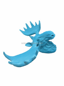 Tête de <span class=keywords><strong>cerf</strong></span> en résine artificielle floquée murale, décoration suspendue pour la maison - Product Image 4