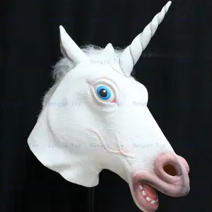 unicorn boynuzlu at başı maskesi cadılar bayramı kostümü tiyatro pervane lateks maske