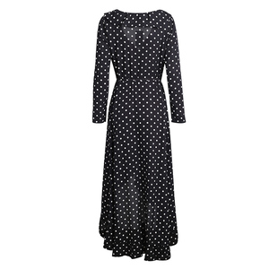 2018 Autunno Chiffon Maxi <span class=keywords><strong>Maniche</strong></span> <span class=keywords><strong>Lunghe</strong></span> Polka Dot Abito Corto Posteriore Lungo anteriore Dei Vestiti Delle Donne - Product Image 5