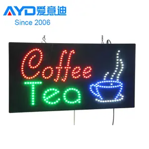 Custom Flash Edge Advertising Shop Coffee tea LED Open Sign LED Light Boxes