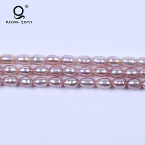 Daking Gros 5-6mm <span class=keywords><strong>Violet</strong></span> Un <span class=keywords><strong>Riz</strong></span> Forme D'eau Douce Réel Perle Strand Pour Collier - Product Image 3