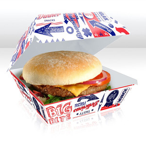 Emballage de restauration rapide OEM personnalisé, boîte de burger <span class=keywords><strong>mini</strong></span> bagasse blanche imprimée cmjn - Product Image 4