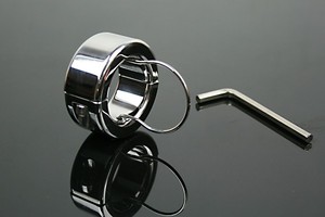 Gancio per pene in acciaio inossidabile con chiusura a vite in metallo anelli con morsetto per pene, blocco del testicolo dello scroto - Product Image 3
