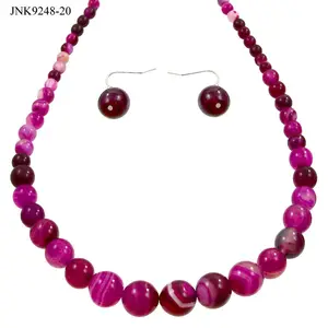 jewelry factory making natural gemstone beads colorful agate bead necklace set for women