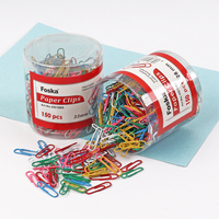Foska - 150 Clips de Papel Metálicos de Colores para Oficina y Escuela, con Empaque en Tambor de PP