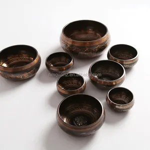 HM Tibetan Prayer Carving 7 metal Handmade Singing Bowl