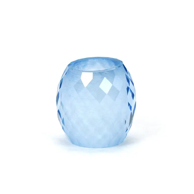 Manik-manik Barel Batu Permata Langit Biru 9Mm Batu Nano Berlubang untuk Pembuatan Perhiasan
