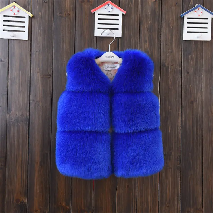 หรูหราฟ็อกซ์ขนสัตว์เด็กเสื้อกั๊กหญิงแฟชั่นฤดูหนาว Warm สั้น Faux Fur เสื้อกั๊ก