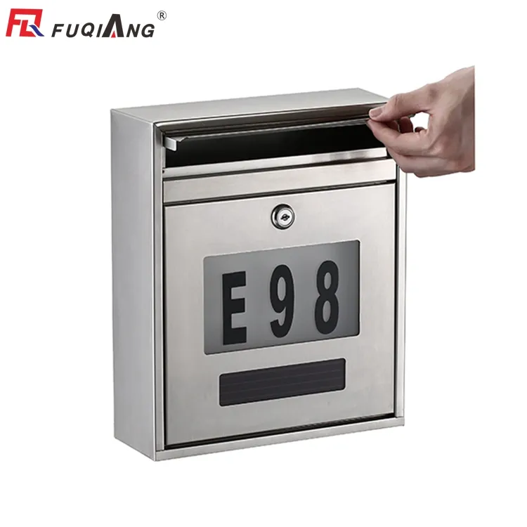 Solar power 3pcs Led light Stainless steel wall mounted mailbox 26x9x31cm