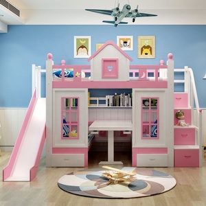 Factory Direct Sale Pine Solid Wood Convertible Multifunction Wooden Princess <strong>Bunk</strong> <strong>Bed</strong> Kids <strong>Bunk</strong> <strong>Bed</strong> With Slide And Table - Product Image 3