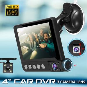 Новый 4-дюймовый сенсорный экран FHD 1080P Автомобильный видеорегистратор <span class=keywords><strong>3</strong></span>-х объективный видеорегистратор ИК ночного видения видеорегистратор в режиме реального времени - Product Image 3