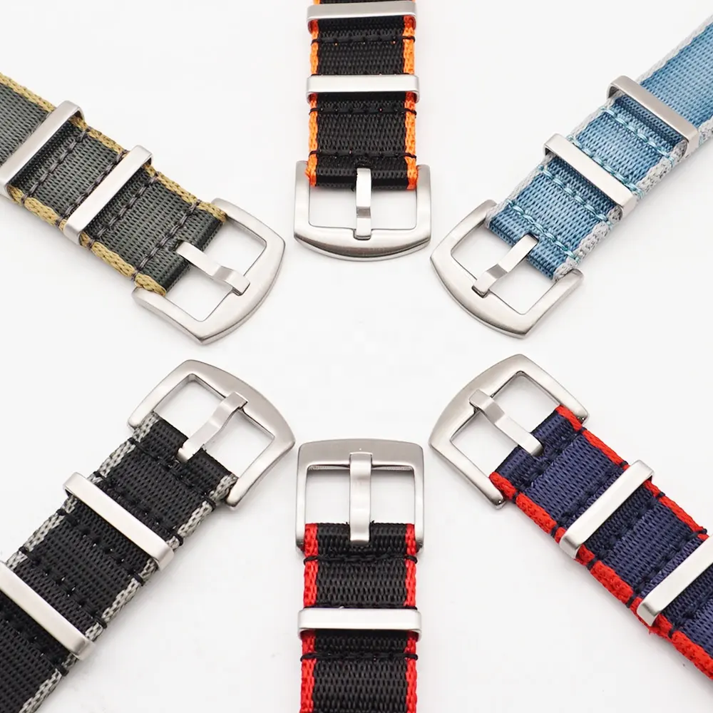 JUELONG Premium Quality 20mm 22mm cintura di sicurezza liscia in Nylon cinturino da 1.4mm spessore bracciale regolabile Single Pass cinturini da orologio