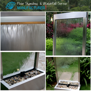 Free Standing <strong>Indoor</strong> Outdoor Glass <strong>Waterfall</strong> Fountains with Warm White LED <strong>Light</strong> - Product Image 3