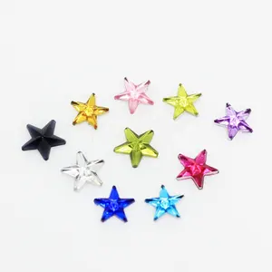 Strass étoiles acryliques 5mm, lot de 10 pièces, décorations artisanat Cabochon, embellissements, dos plat, perles pour vêtements, Nail Art, à faire soi-même