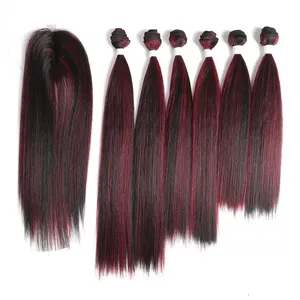 X-Haarlok Nieuwe Ombre Kleur Hoge Temperatuur Fiber Beste Synthetische Weave Haar Bundels & Sluiting