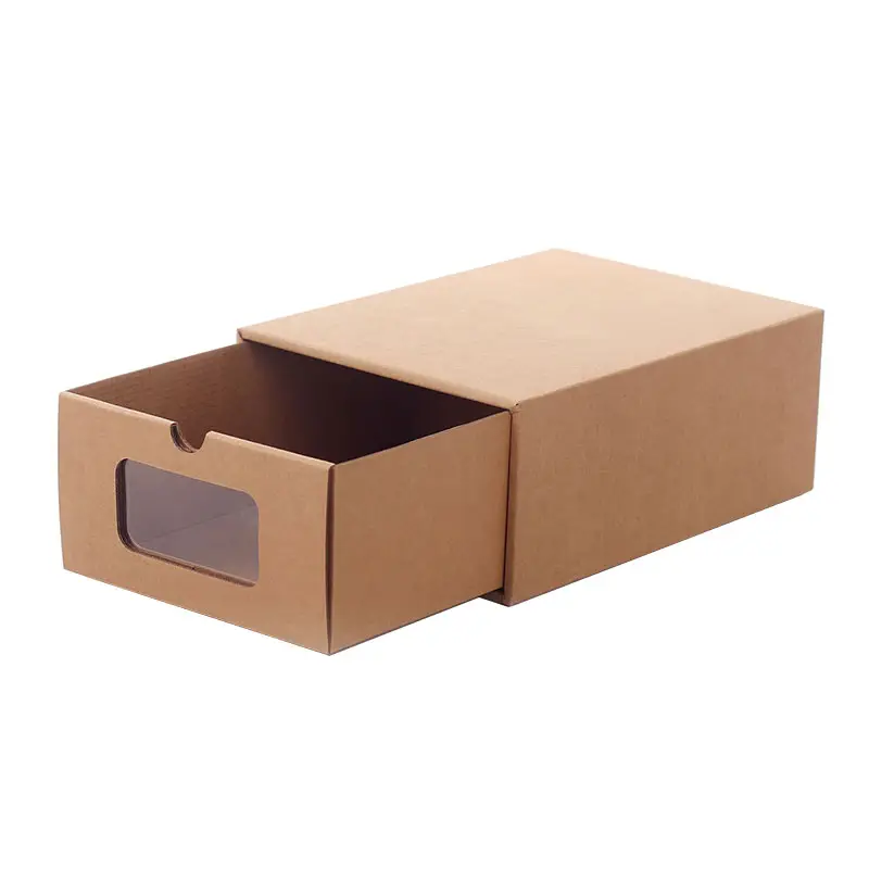 High quality paper drawer shoes box with PVC window