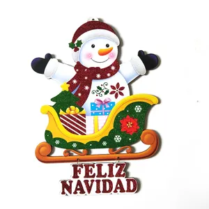 圣诞家居装饰品雪橇48厘米雪人新年挂坠圣诞墙面装饰用品
