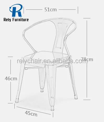 Clear coat industrial metal kitchen dining chairs