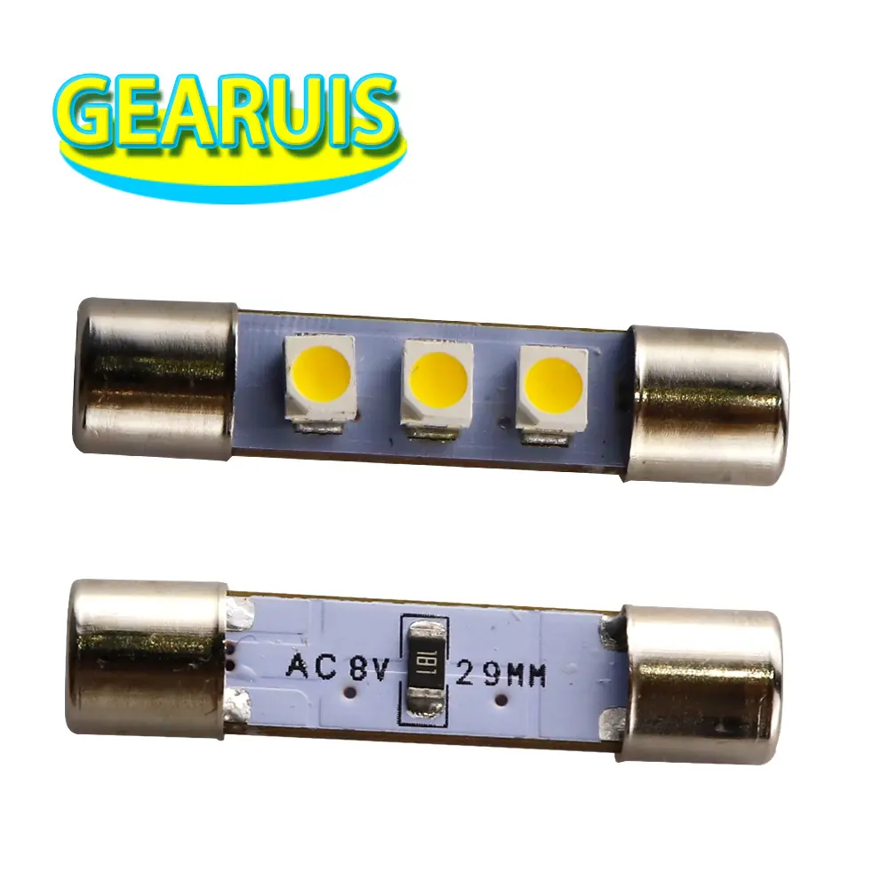 AC 8V T6.3 Musical equipamento De Áudio Luz de Inundação Festão C5W 29mm 31mm 3 SMD 1210 3528 LED lâmpada domo luz azul branco 8v 3smd