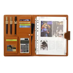 Biểu Tượng Tùy Chỉnh A4 Da Sang Trọng Lá Lỏng Lẻo Danh Mục Đầu Tư Thư Mục 6 Vòng Chất Kết Dính Hệ Thống Treo Tập Tin Làm Bằng Vật Liệu PU - Product Image 1