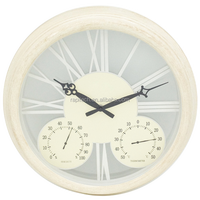 Jam Dinding Analog Quartz Bulat Putih Elegan 15-Inci Dekorasi Rumah Taman Penggunaan Dalam/Luar Ruangan Diameter 39cm RAPITECH CLK030-01
