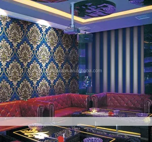 现代时尚豪华耐洗 PVC 大马士革家居装饰壁纸
