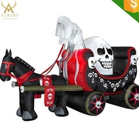 Géant gonflable squelette sur chariot de citrouille pour Halloween décoration de jardin