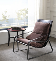 Canapé de salon au design nordique moderne, fauteuil de détente, fauteuil inclinable simple, fauteuil lounge en cuir véritable, chaise longue en cuir véritable, 2 ans