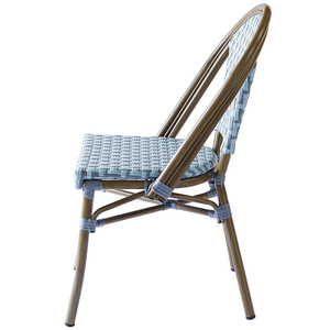 Modern Stackable Light Blue French Restaurant <strong>Wicker</strong> Aluminum Frame Dining Furniture <strong>Outdoor</strong> Garden Cafe Rattan Bistro <strong>Chairs</strong> - Product Image 3