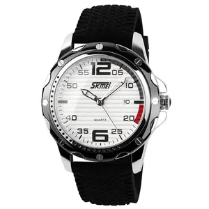 SKMEI 0992メンズビジネスクォーツ時計クラシックシリコン防水カレンダー腕時計付き