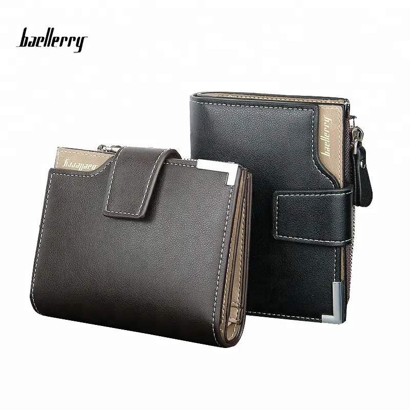 Baellerry New 2017 Short Wallets PU Leather Brand Men Purse MenのCard Holder Coin Purses Pockets With Hasp Zipper Wallet