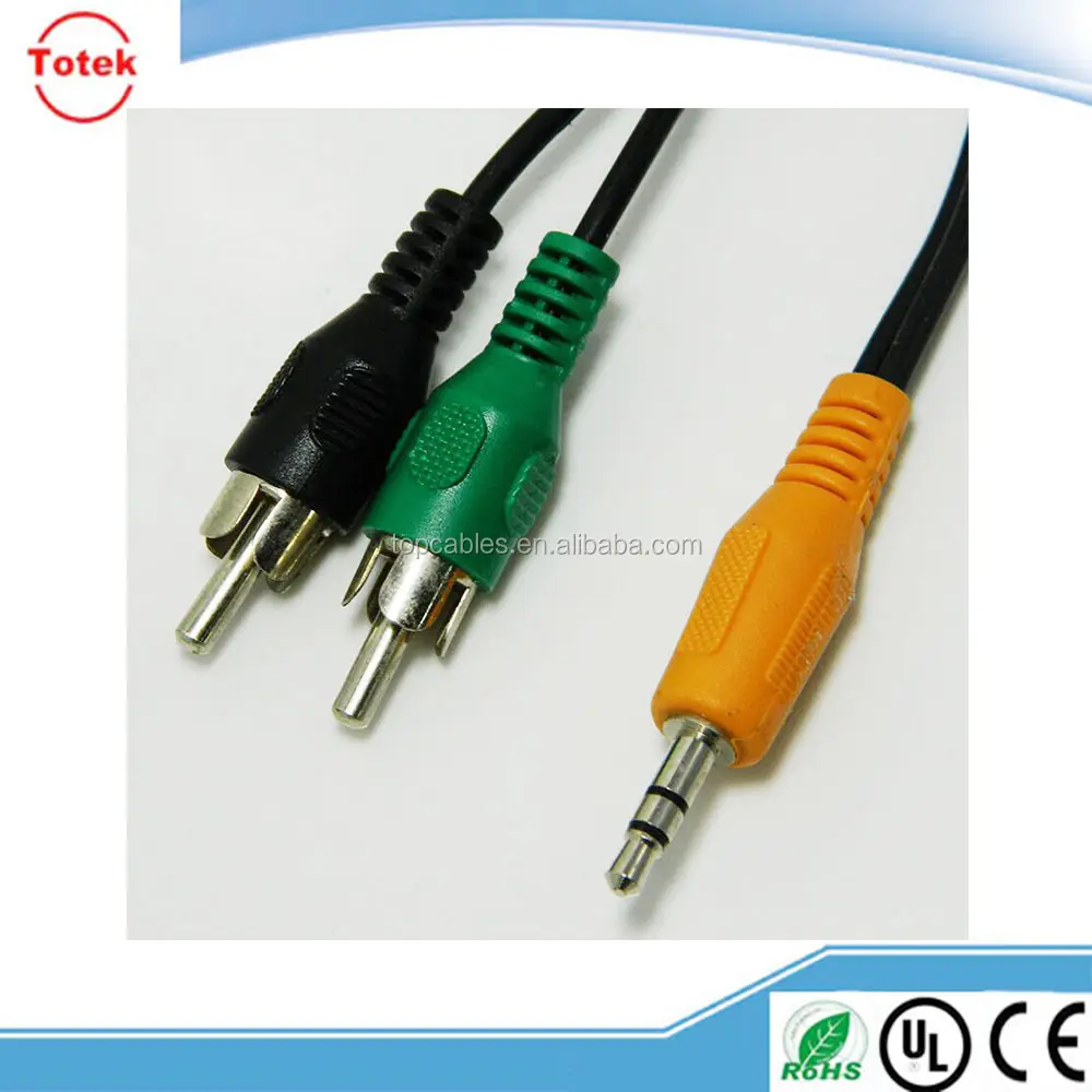 Naranja estéreo macho a 2 RCA negro verde hombre Cable de Audio estéreo Cable de