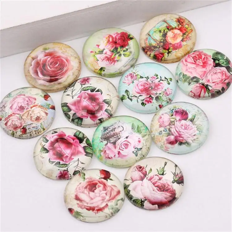 DIY flastback flowers style glass cabochons for Decoration Embellishments