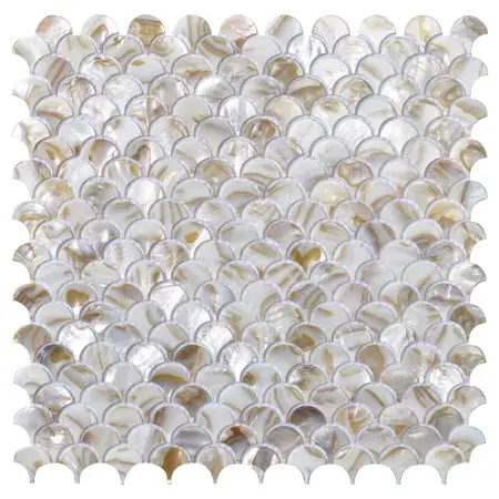 gorgeous white fish scale mosaic tiles for backsplash