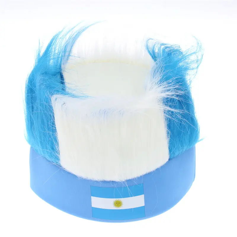 Football Soccer fan wig with Argentina flag for 2021 World Cup