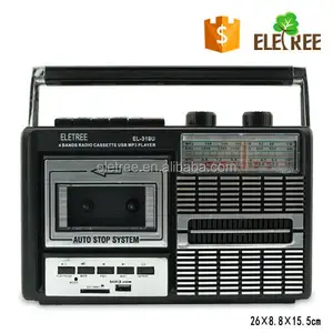 El-319u AM / FM / SW1-SW2 4 banda gravador de cassetes rádio com USB / SD / MP3 PLAYER
