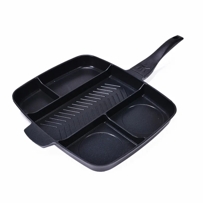 Multi Sectie Verdeeld Koekenpan 5 In 1 Non Stick Aluminium Magic Koekenpan