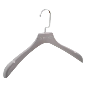 Bán Lẻ Nhựa Sang Trọng Đen Non-slip Velvet Quần Áo Coat Hanger Với In Logo
