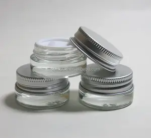 Vendita della fabbrica sereno rotonda e piatta vaso crema di vetro con coperchio in alluminio