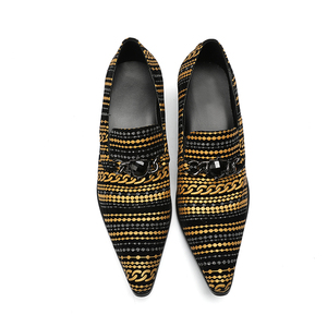 NA164 <span class=keywords><strong>Zapatos</strong></span> Mocasines de <span class=keywords><strong>Hombre</strong></span> con Punta en Pico Estilo Veraniego, Diseño Británico en Negro y Dorado, <span class=keywords><strong>Zapatos</strong></span> Casuales de Cuero PU <span class=keywords><strong>Charol</strong></span> para <span class=keywords><strong>Hombre</strong></span> - Product Image 5