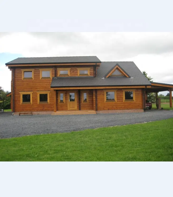 Maison en bois prédécoupée/design de maison, kit de maison pré-assemblée pour un grand salon familial, 3 chambres à coucher, montage facile