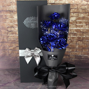 Commercio all'ingrosso Regalo di Giorno di san valentino Del Fiore <span class=keywords><strong>24K</strong></span> Oro Rosa Bouquet di Fiori - Product Image 5
