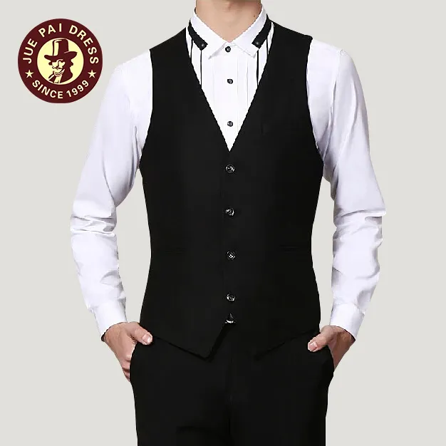 Microfiber Uniform For Coffee Shop Staff Men's Business Suits Vest Wholesale Customizable Bar Waiter Vest Formal Waistcoat