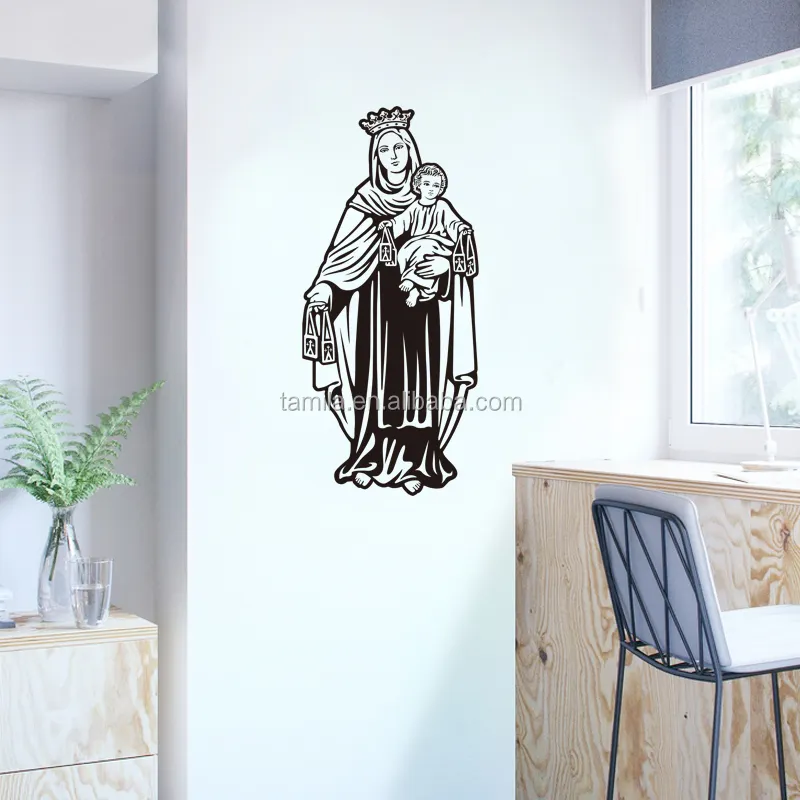 कस्टम डिजाइन फैशन मसीह धार्मिक पवित्र तामचीनी मैरी माँ और भगवान के बेटे चर्च दीवार स्टीकर