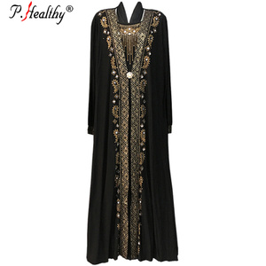 P-saludable factory high quality classic design Muslim dress Vogue plain polyester abaya with stones - Product Image 1